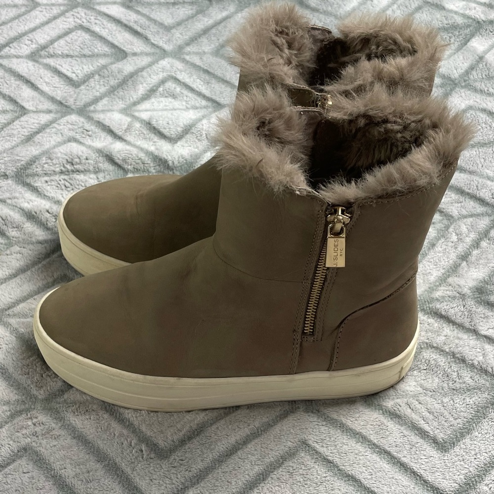 J Slides Henley Taupe Nubuck and fur weatherpoof/waterproof boots size 6 - Picture 5 of 10